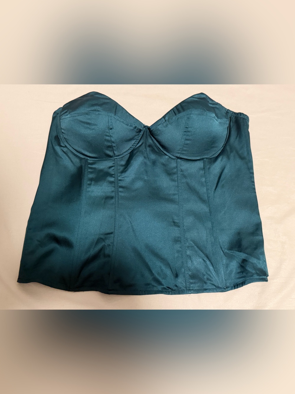 Fashion Nova Teal Satin Bustier Crop Top NWOT